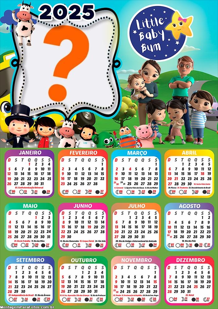 Calendário 2025 Little Baby Bum Moldura Online