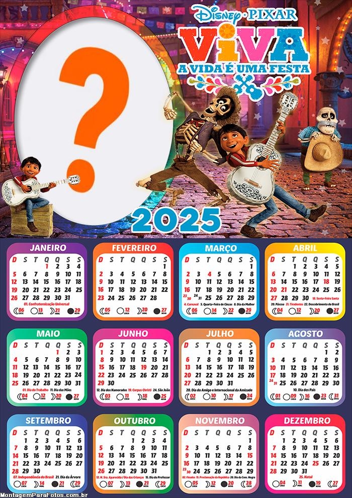 Calendário 2025 A Vida é uma Festa Colagem de Foto