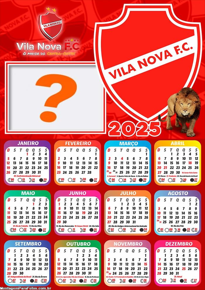 Calendário 2025 Vila Nova Montagem Grátis Online