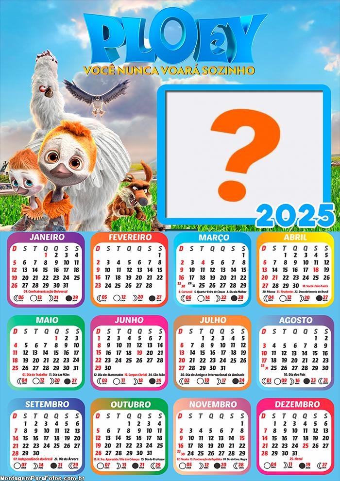 Montagem de Foto Calendário 2025 Ploey Grátis