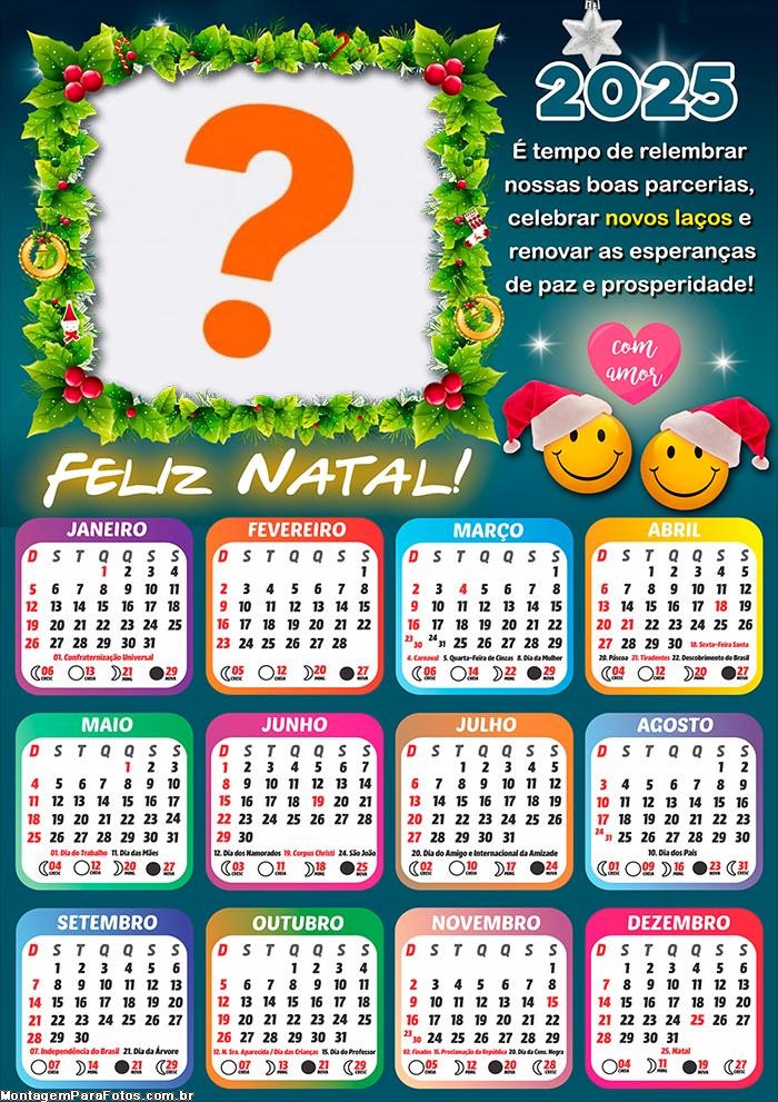 Calendário 2025 Relembrar nossas Boas Parcerias Feliz Natal Online