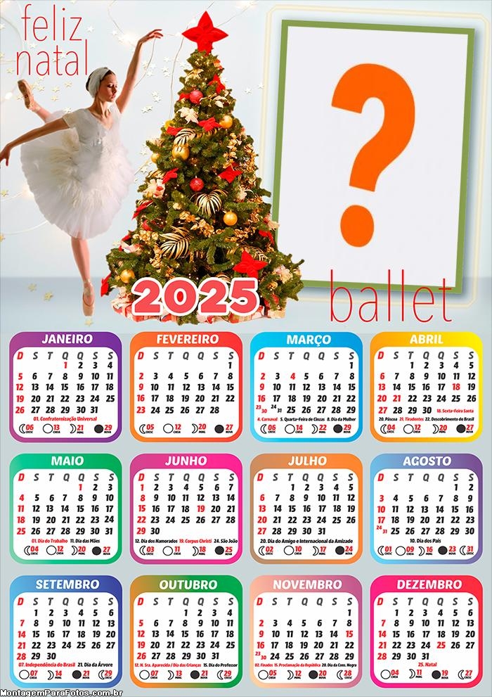 Calendário 2025 Feliz Natal Ballet Fazer Montagem Online