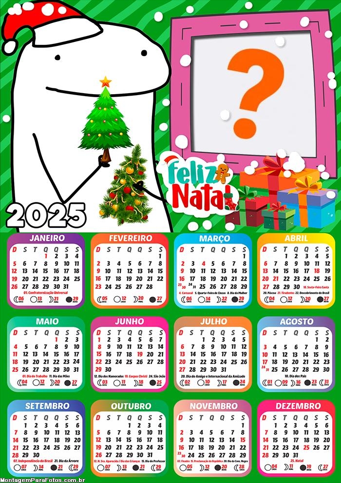 Moldura Calendário 2025 Bentô Flork Feliz Natal Online