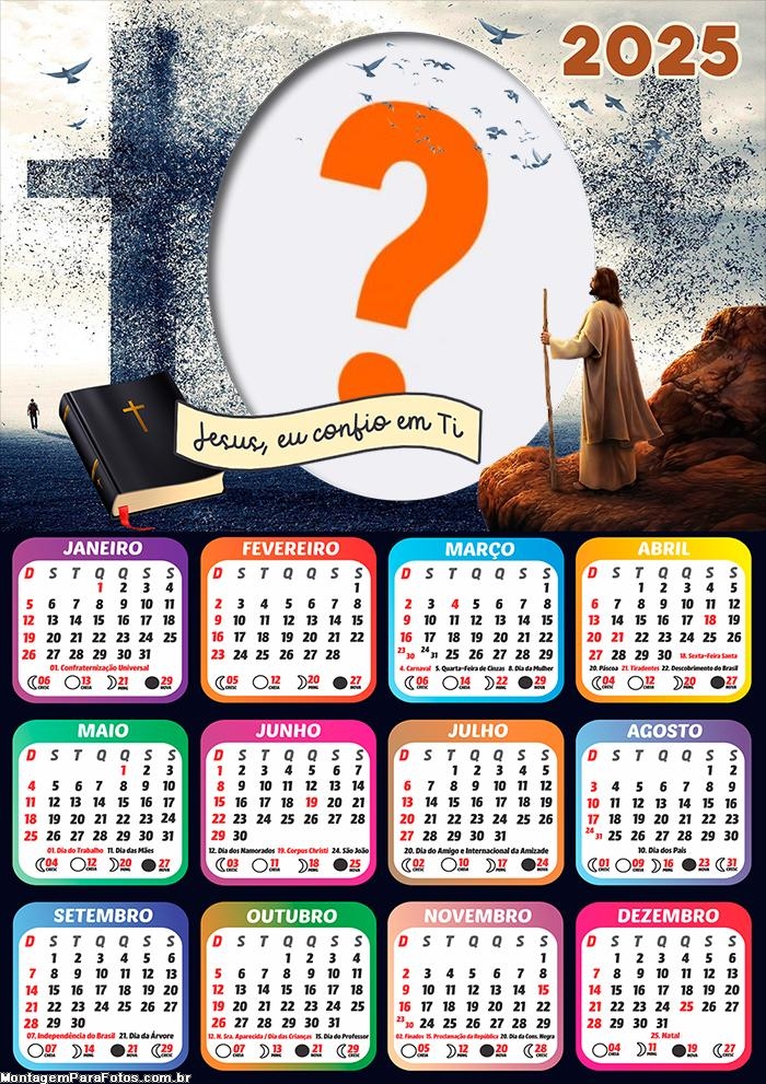 Calendário 2025 Jesus Eu confio em Vós Foto Montagem Online