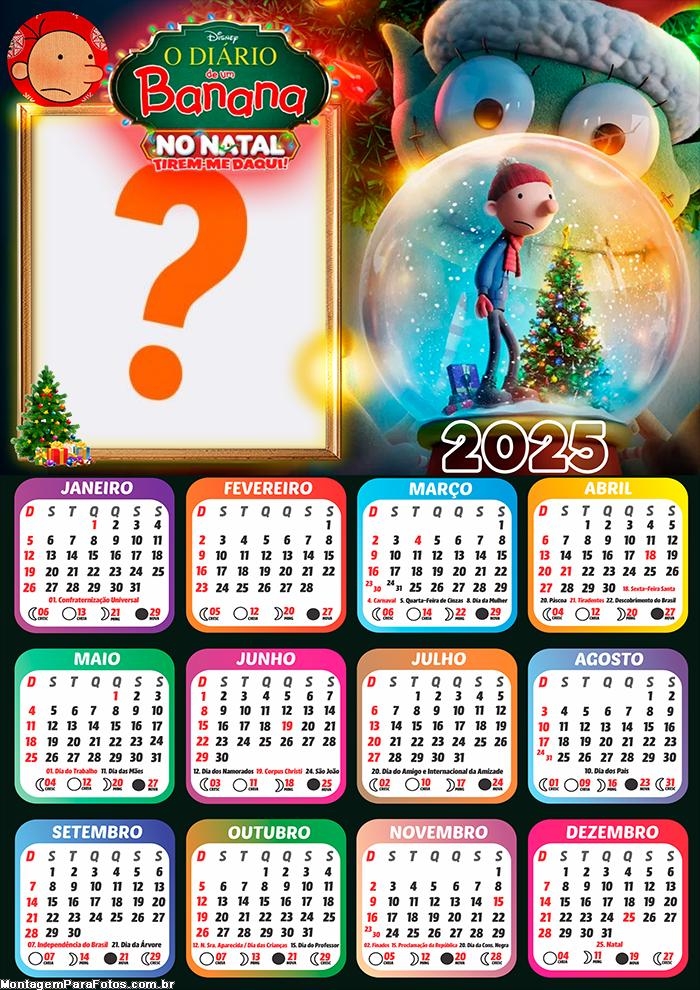 Moldura Calendário 2025 O Diário de um Banana no Natal