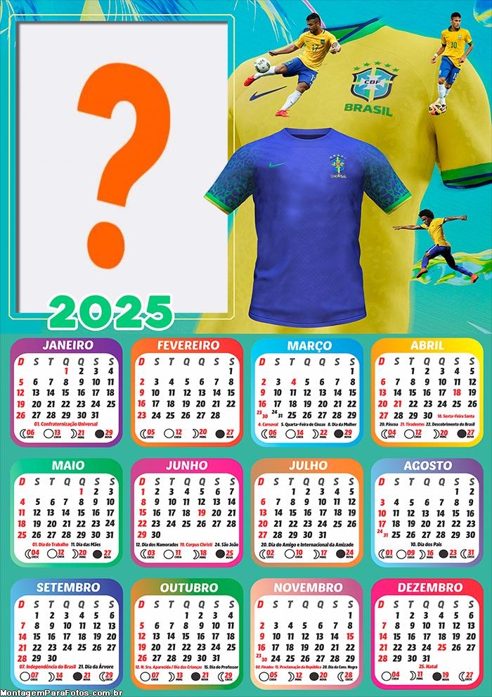 Foto Calendário 2025 Camisa do Brasil Moldura