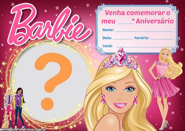 Convite Barbie - Edite grátis com nosso editor online