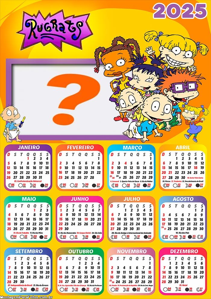 Calendário 2025 Os Anjinhos Rugrats Montagem Grátis Online