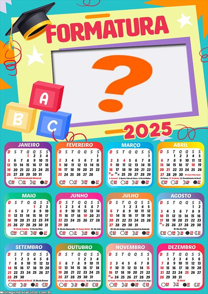 Foto Calendário 2025 ABC Formatura Infantil Moldura