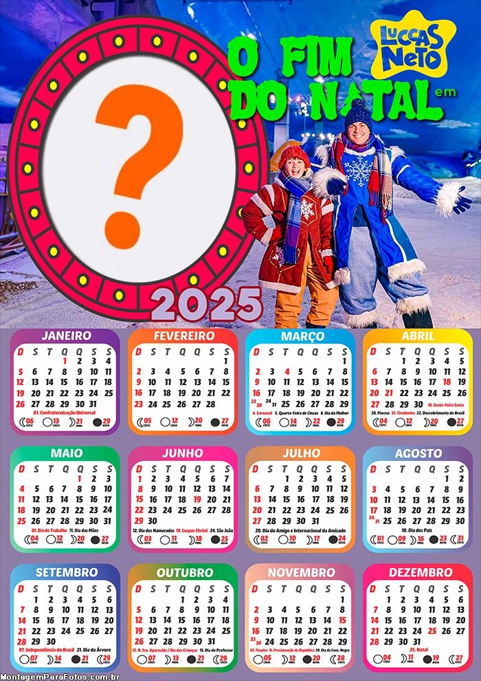 Moldura Calendário 2025 O Fim do Natal Luccas Neto