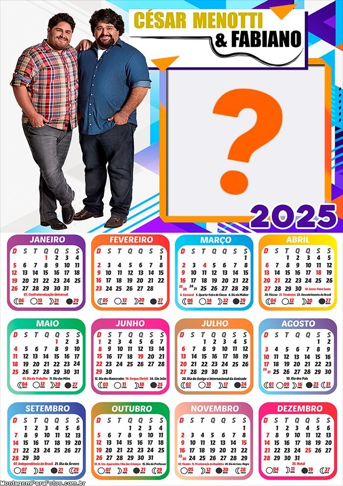 Calendário 2025 Cesar Menotti e Fabiano Moldura Online