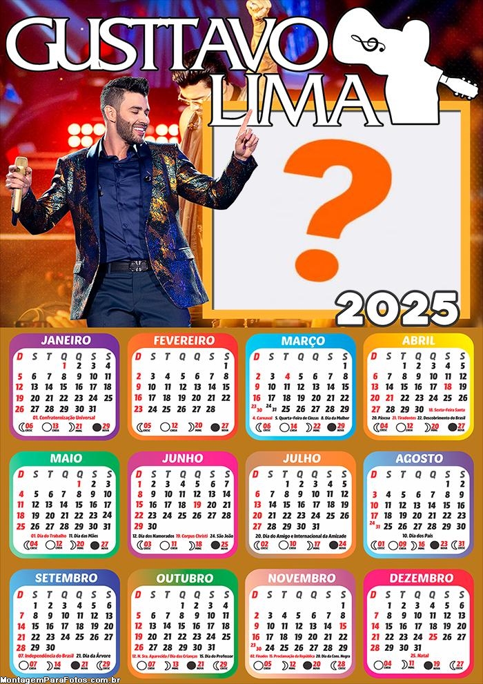 Foto Calendário 2025 Cantor Gusttavo Lima Moldura