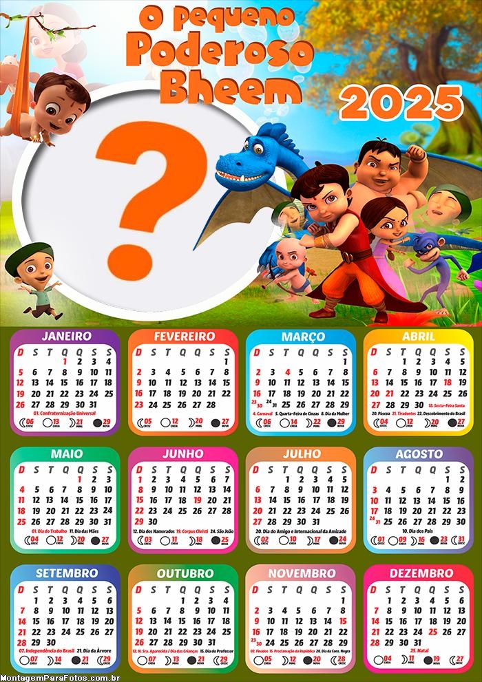 Calendário 2025 O Pequeno Poderoso Bheem Montagem Grátis Online