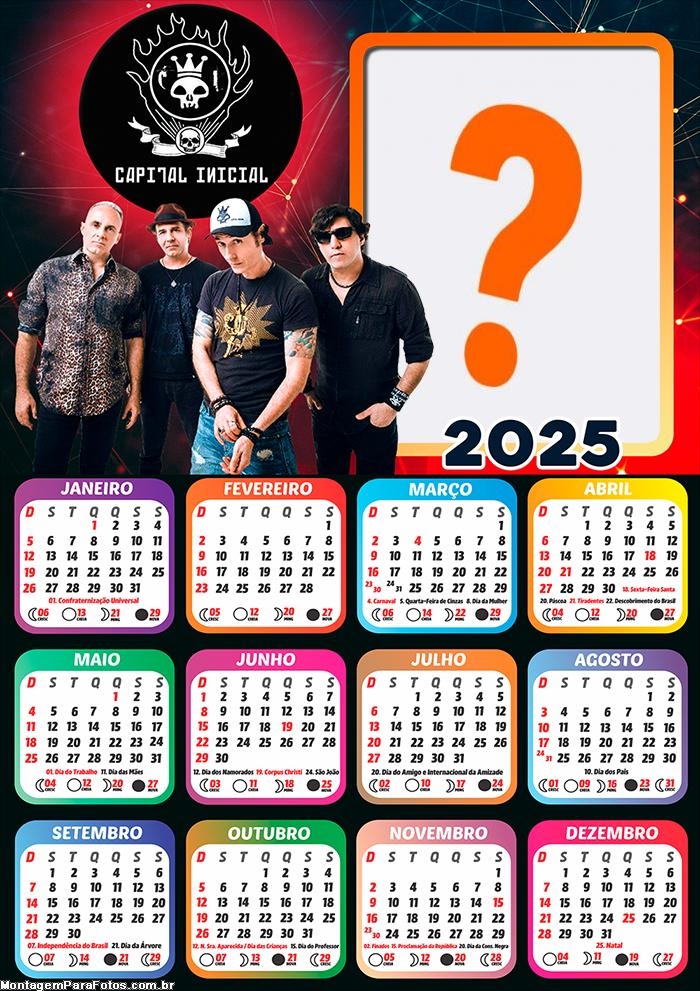 Foto Calendário 2025 Capital Inicial Moldura