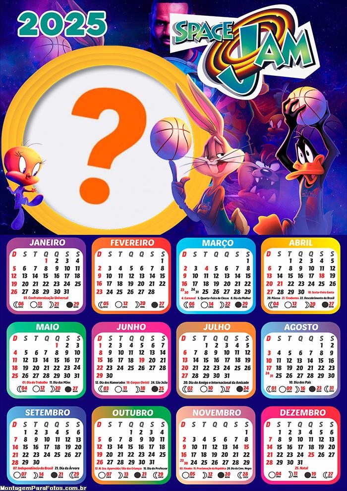 Calendário 2025 Space Jam Foto Montagem Grátis