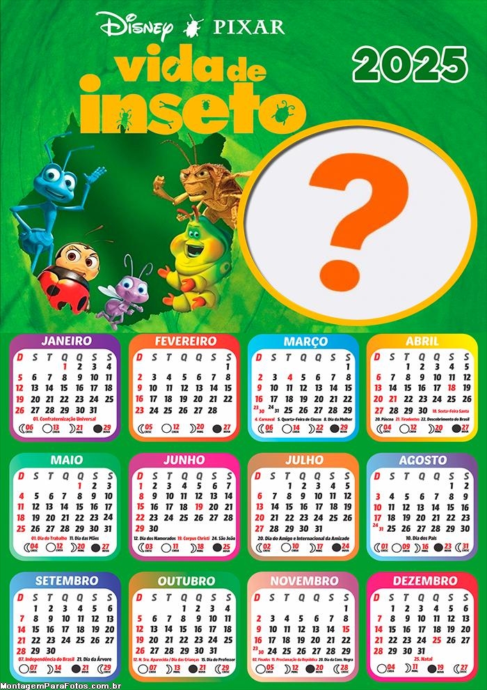 Colagem de Foto Calendário 2025 Vida de Inseto