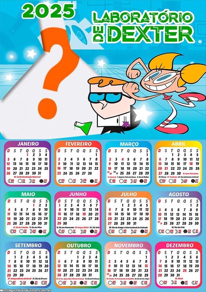 Calendário 2025 O Laboratório de Dexter Montagem Grátis Online