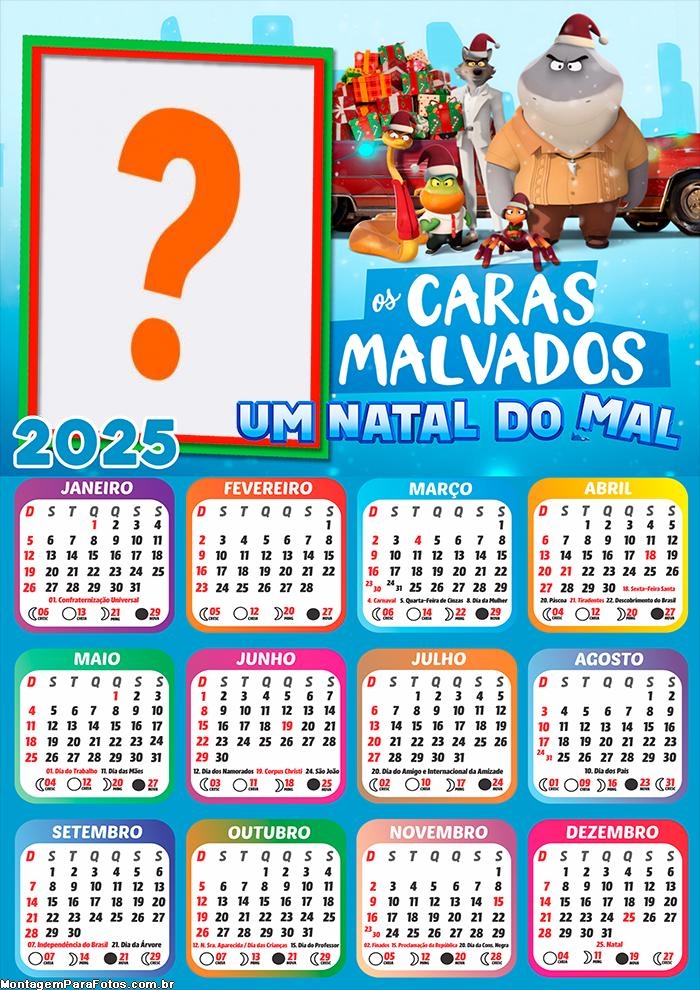 Moldura Calendário 2025 Os Caras Malvados Um Natal do Mal