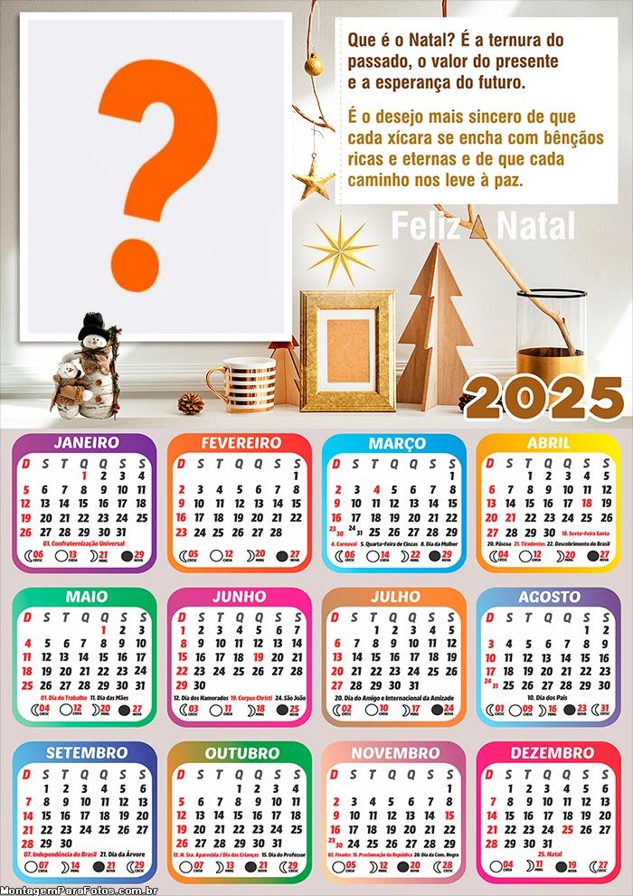 Calendário 2025 Feliz Natal Poema Montagem Online