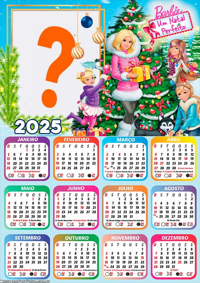 Moldura Calendário 2025 Barbie Um Natal Perfeito Online