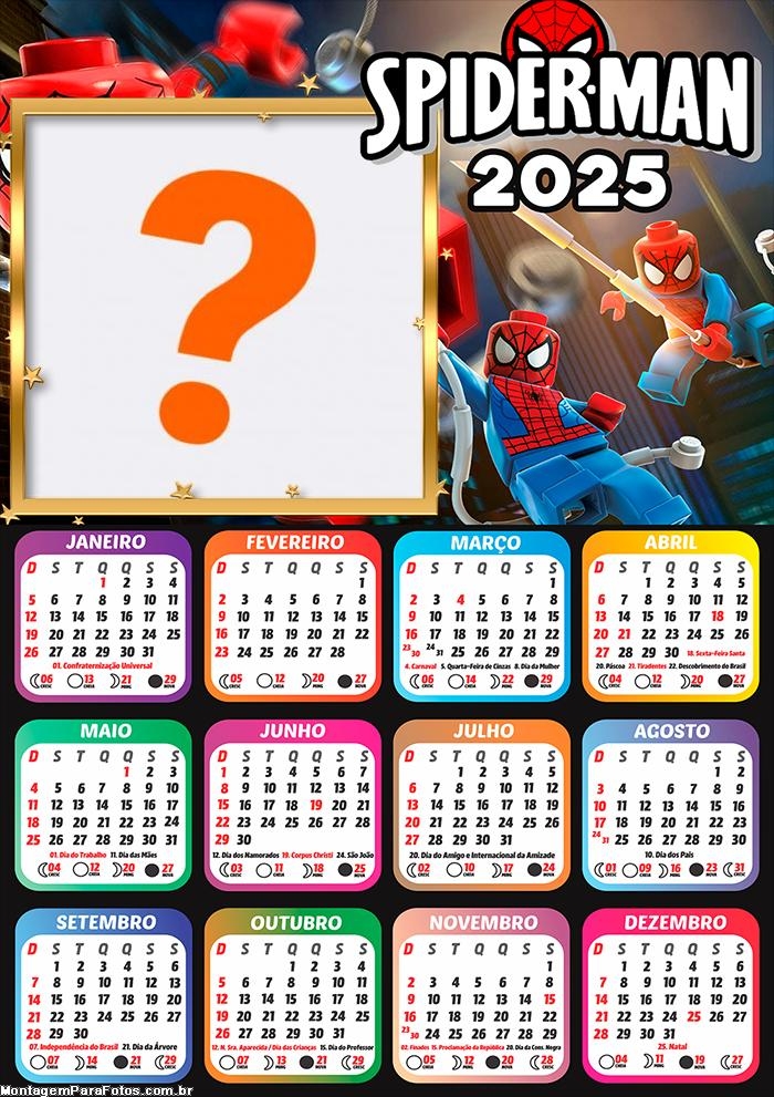 Calendário 2025 Lego Homem Aranha Foto Online