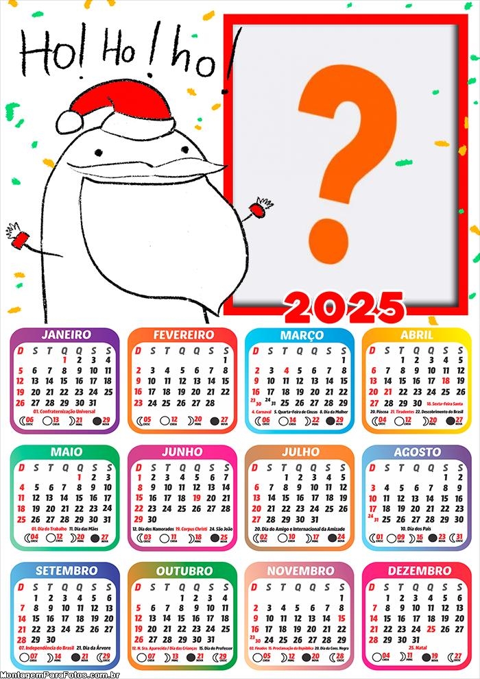 Calendário 2025 Papai Noel Bentô Montagem Online