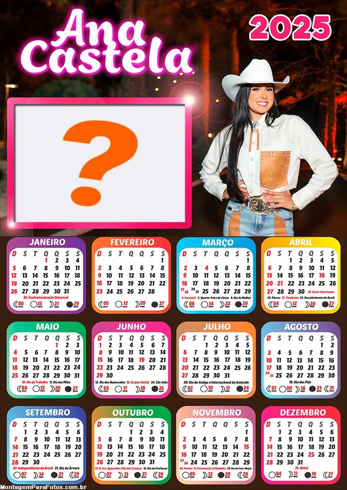 Colagem de Foto Calendário 2025 Boiadeira Ana Castela