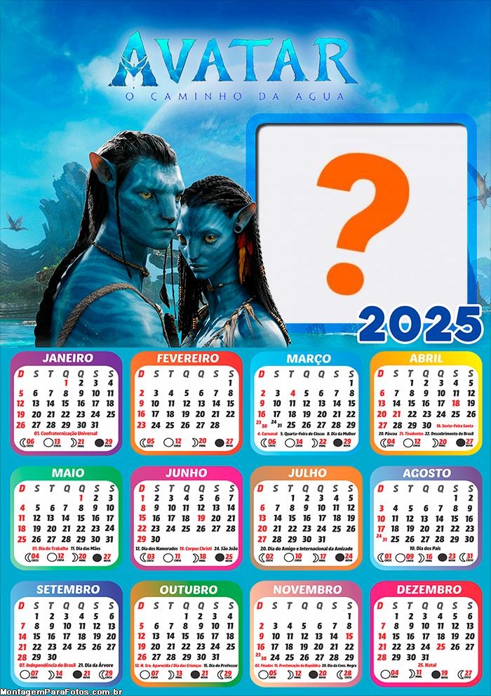 Calendário 2025 Avatar O Caminho da Água Fazer Montagem Online