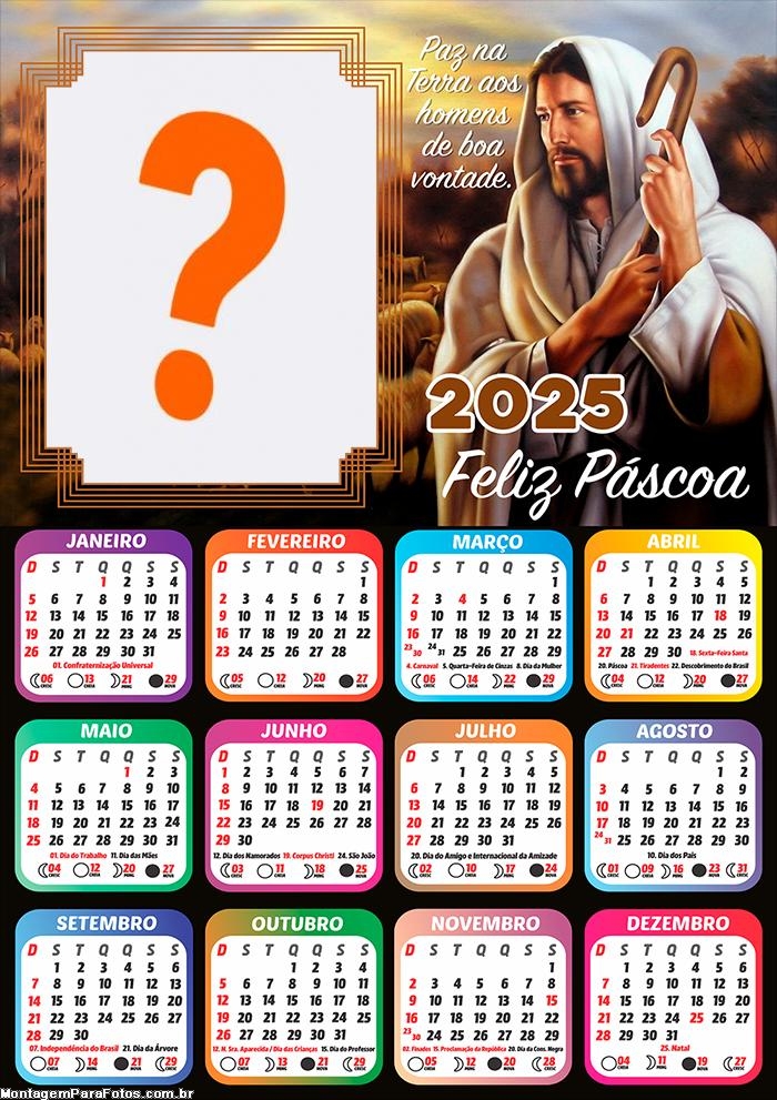 Foto Grátis Calendário 2025 Feliz Páscoa Jesus Cristo Online