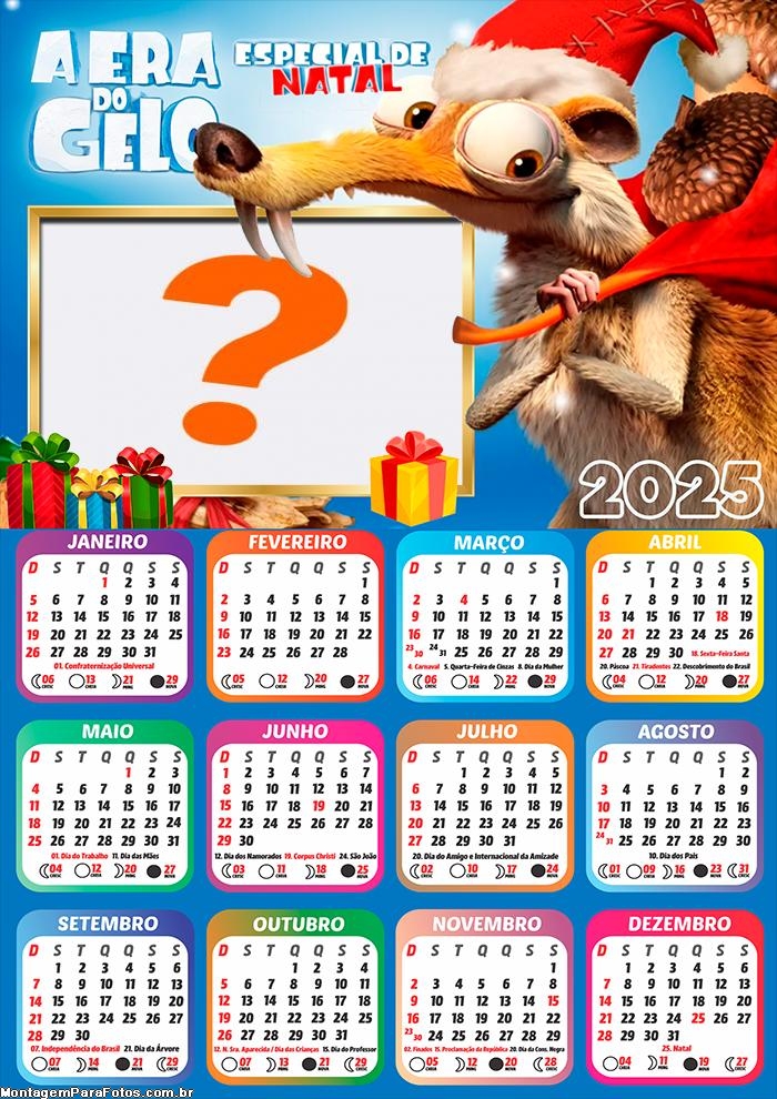 Moldura Calendário 2025 A Era do Gelo Especial de Natal Online