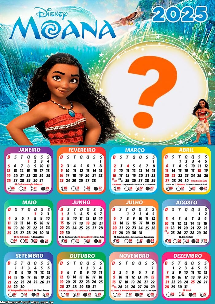 Calendário 2025 Moana Montagem Grátis Online