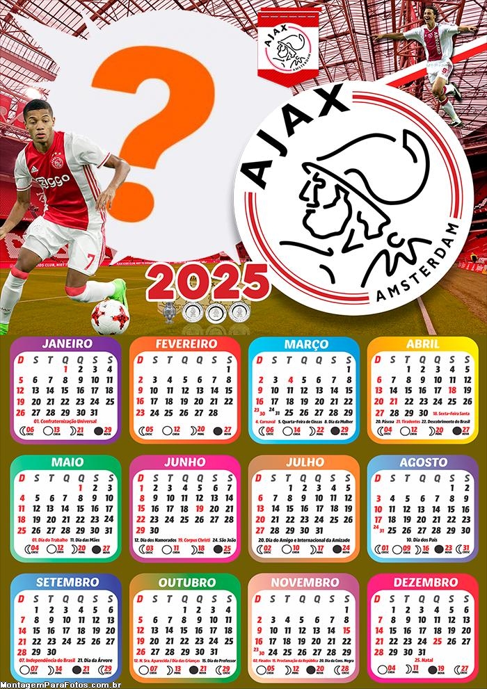 Calendário 2025 Ajax Amsterdam Colagem de Foto