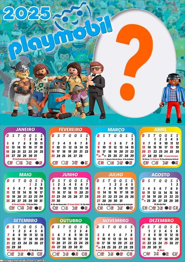 Calendário 2025 Playmobil Montagem Grátis Online