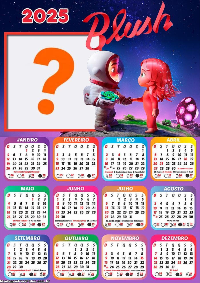 Colagem de Foto Calendário 2025 Blush Infantil