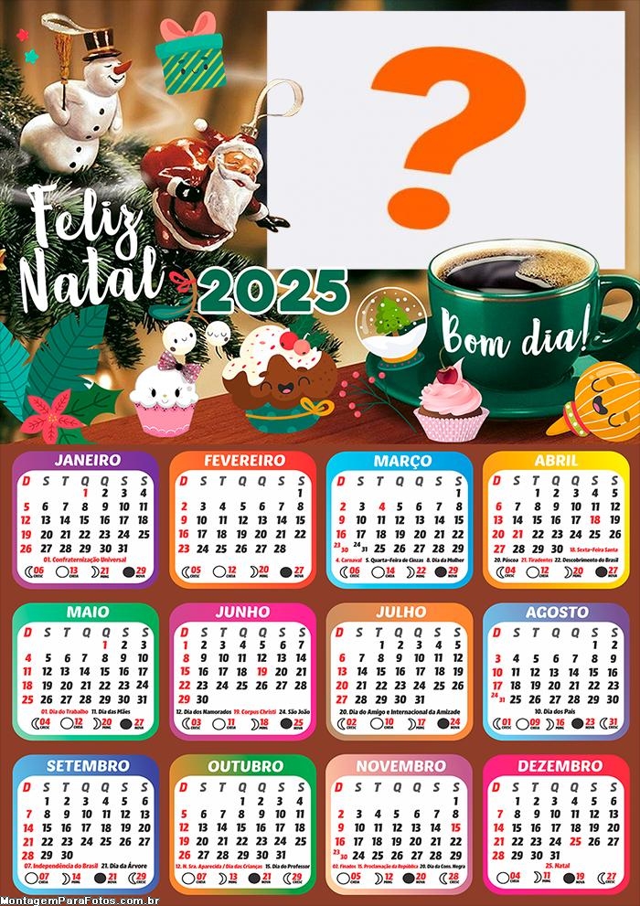 Calendário 2025 Feliz Natal Bom Dia Fazer Montagem Online