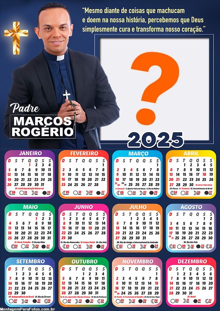 Calendário 2025 Padre Marcos Rogério Montagem Online