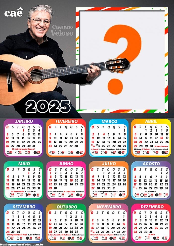 Foto Calendário 2025 Caetano Veloso Moldura