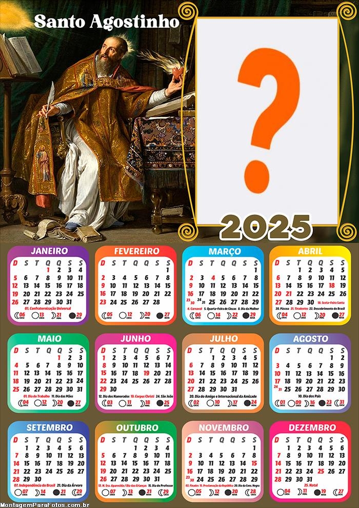 Calendário 2025 Santo Agostinho Foto Montagem Online