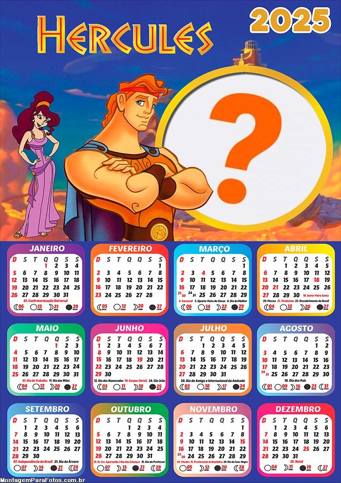 Calendário 2025 Desenho Hércules Montagem Online