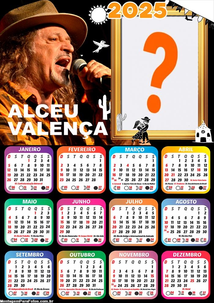 Calendário 2025 Alceu Valença Colagem Online Grátis