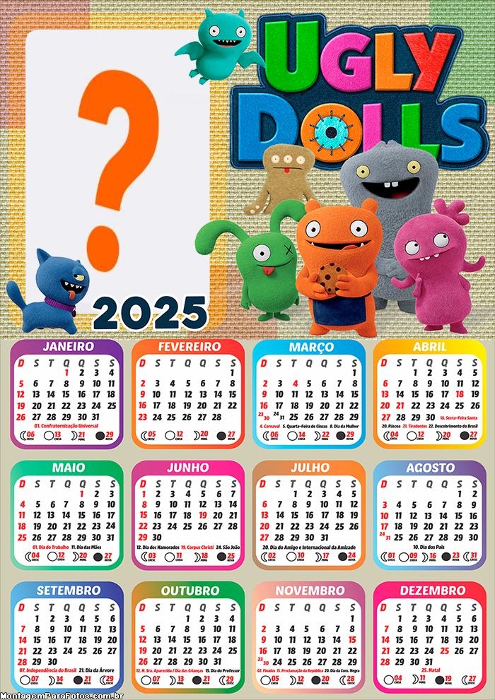 Calendário 2025 UglyDolls Foto Montagem Grátis