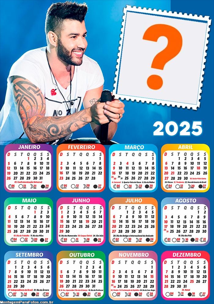 Calendário 2025 Gusttavo Lima Colagem Online Grátis