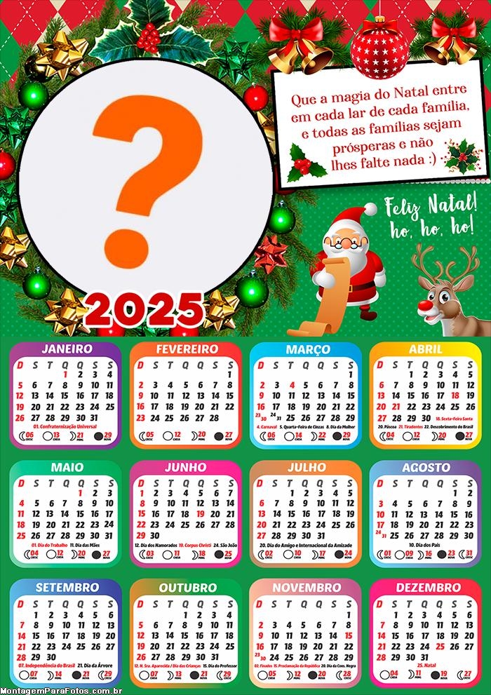 Calendário 2025 Que a magia do Natal entre em cada lar Colagem de Foto