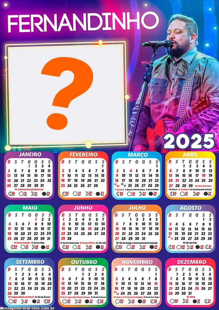 Calendário 2025 Fernandinho Cantor Montagem Online