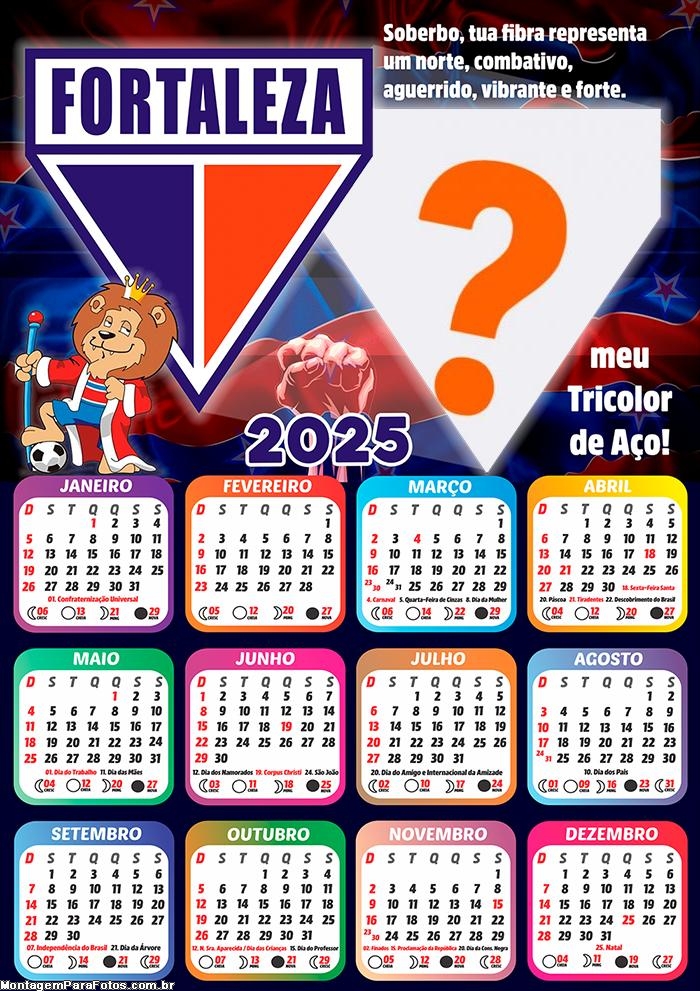 Calendário 2025 Fortaleza Time de Futebol Colagem de Foto