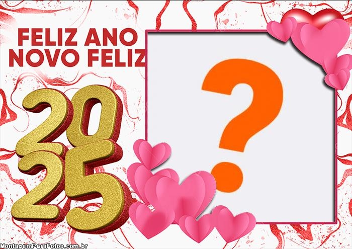 Moldura para Amor Feliz Ano Novo 2025 PNG