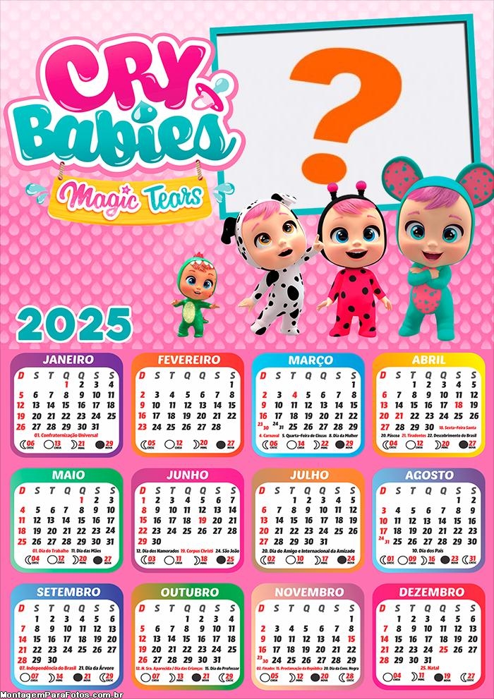 Calendário 2025 Cry Babies Magic Tears Montagem Grátis Online