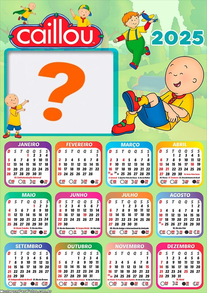 Foto Calendário 2025 Caillou Moldura