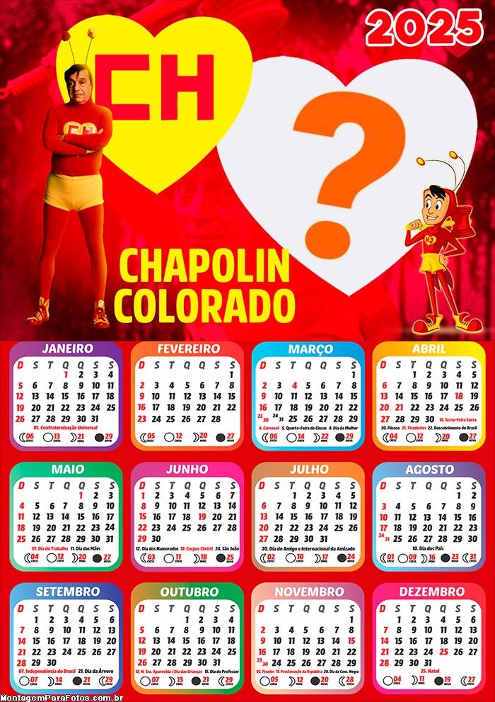 Calendário 2025 Chapolin Colorado Moldura Online