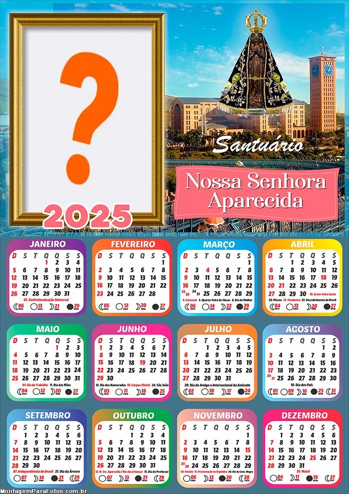 Calendário 2025 Santuário Nacional de Nossa Senhora Aparecida Foto Online